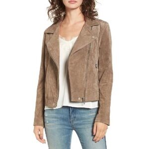 BLANKNYC Suede Moto Jacket in Midnight Toker/ French Taupe Size S